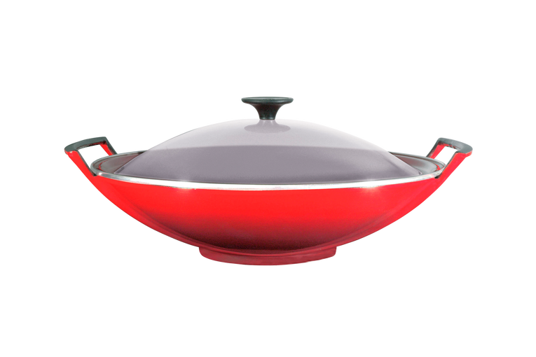 Cast Iron Wok with Glass Lid