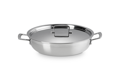3-ply Stainless Steel Non-Stick Shallow Casserole with Lid
