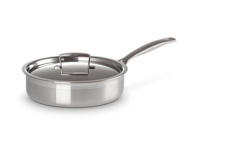 3 ply Stainless Steel Uncoated Saute Pan with Lid Le Creuset UK