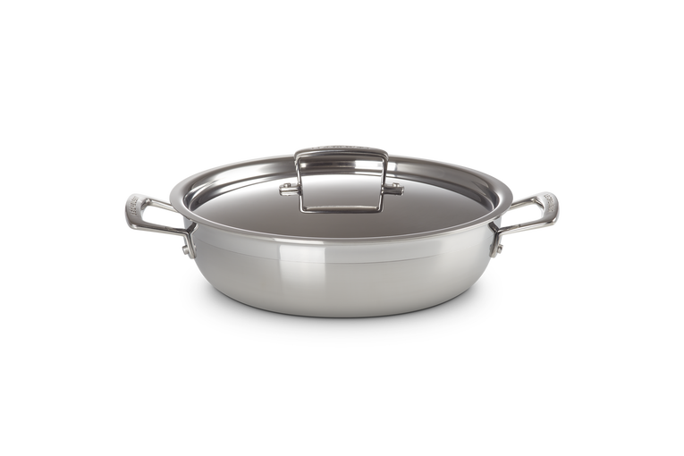 3-ply Stainless Steel Shallow Casserole with Lid | Le Creuset UK