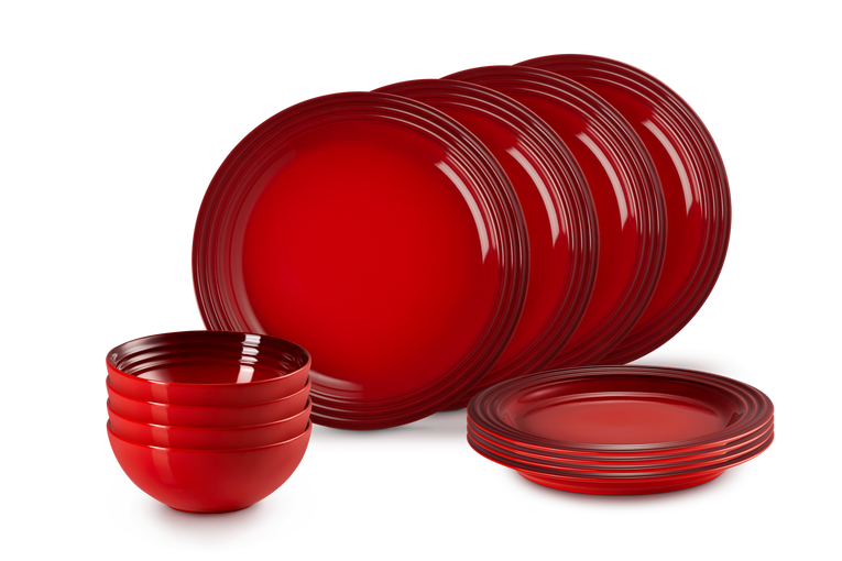 Red crockery set on sale