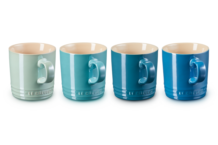 Stoneware Metallics Set of 4 Mugs Blue Le Creuset UK