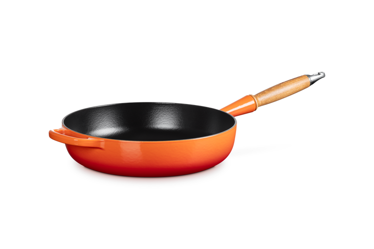 Cast Iron Saute Pan with Wooden Handle