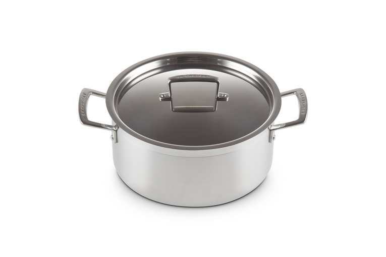 LE CREUSET SHALLOW CASSEROLE 3S ステンレス20 Le Creuset 3-Ply Stainless Steel Deep Casserole & Lid, 20cm