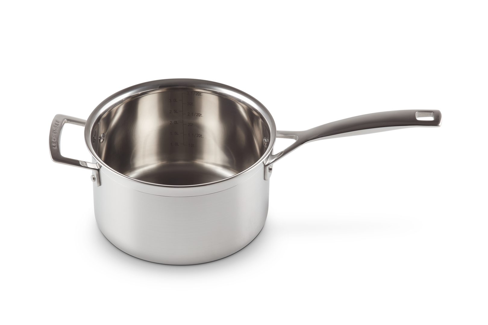 LE CREUSET 3-Ply Stainless-Steel 3-Qrt covered Saucepan with Lid 