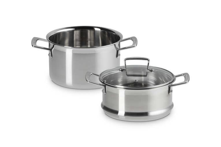 3-ply Stainless Steel Casserole with Steamer Set | Le Creuset UK