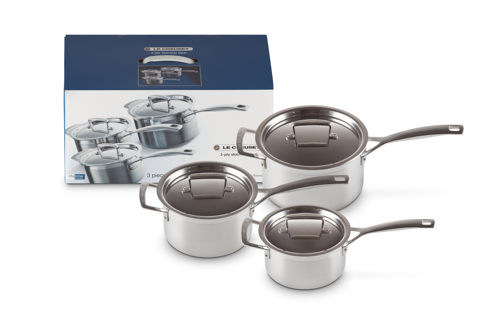 3-Piece Stainless Steel Day To Day Saucepan Set 