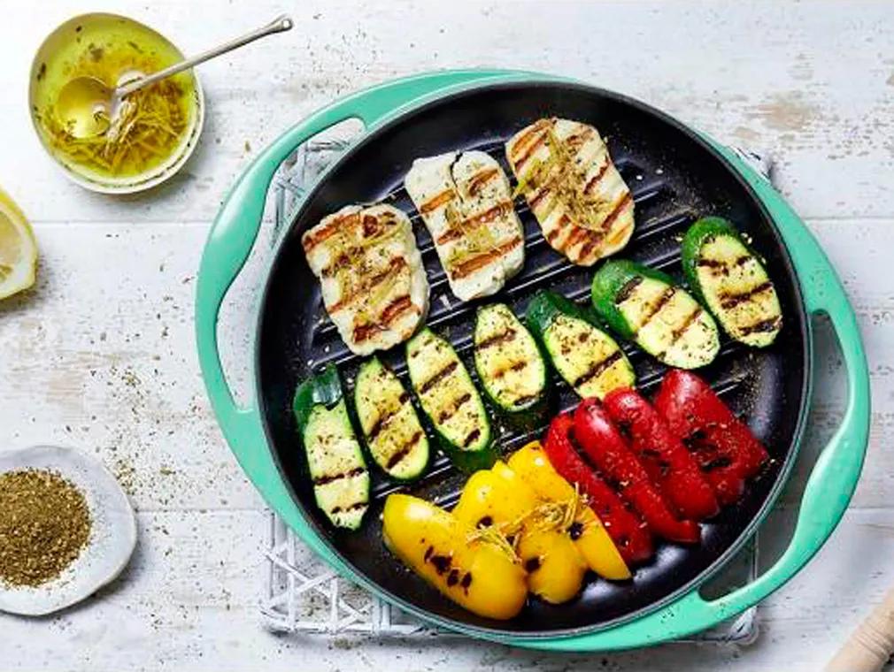 Grilled Halloumi Courgettes and Peppers