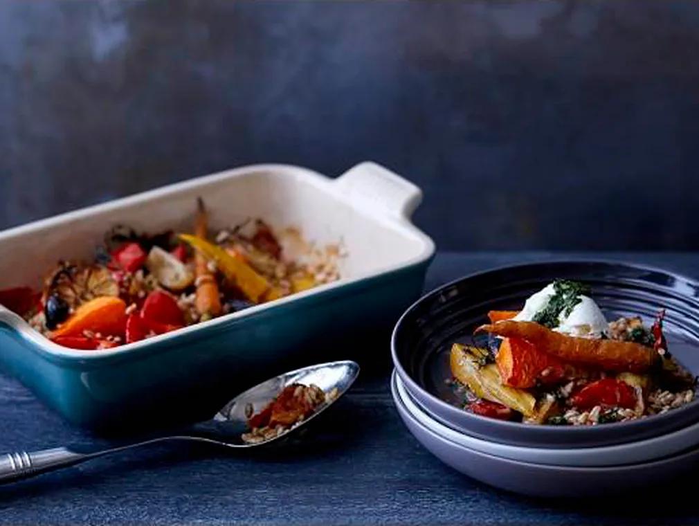 Autumnal Vegetables with Farro and Mozzarella