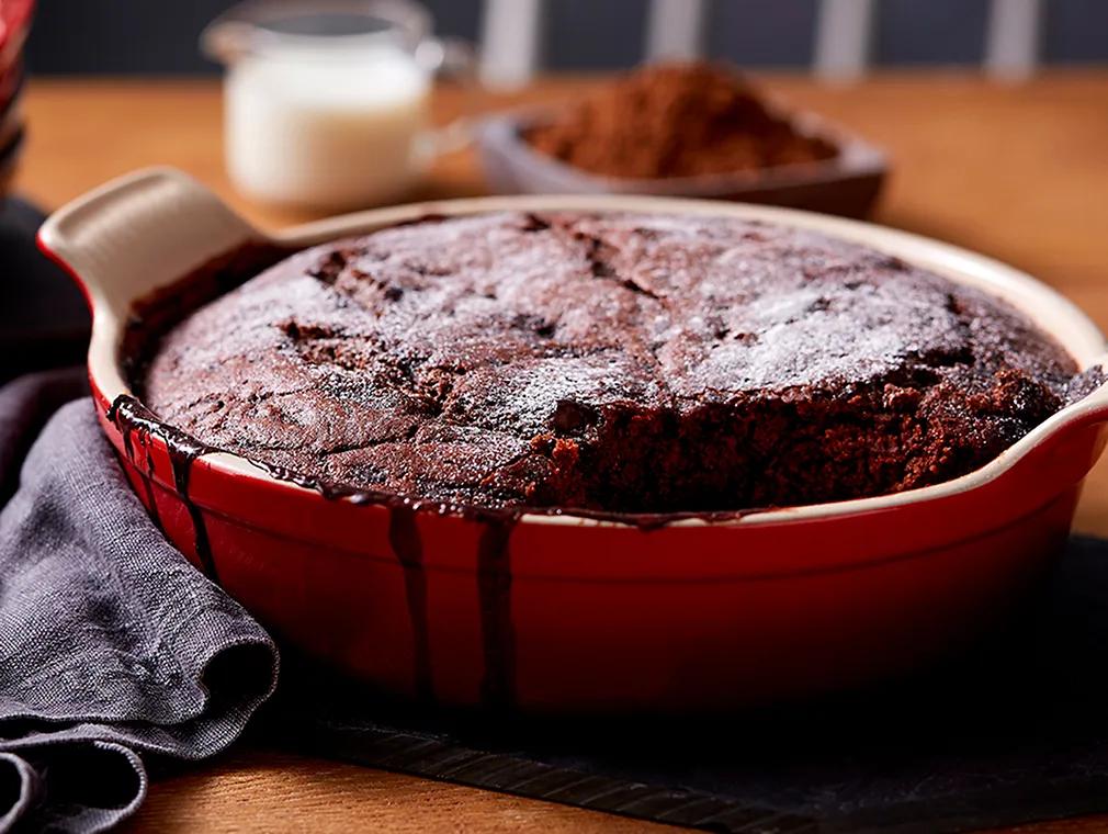Self Saucing Chocolate And Cherry Sponge Pudding