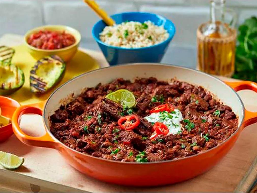 Beef Chuck Chilli with Grilled Avocado