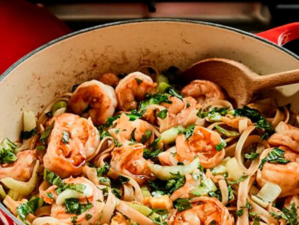 Pan-Fried Noodles And Shrimp