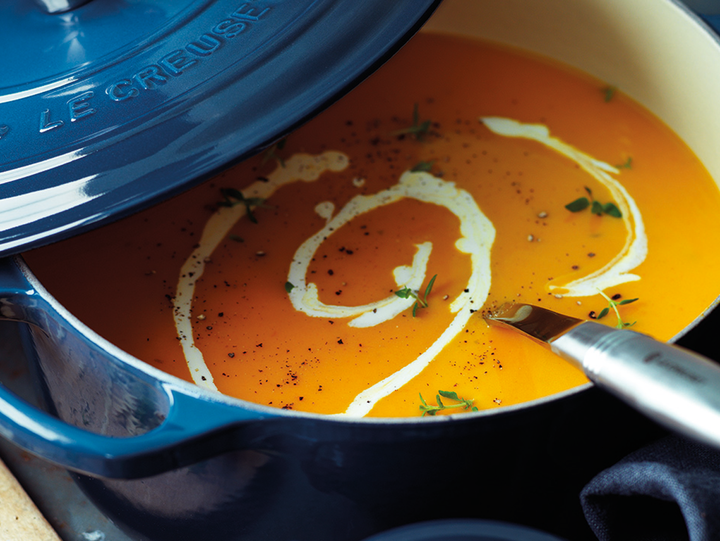 Roasted Pumpkin and Thyme Soup with Gruyere Cheese | Le Creuset UK