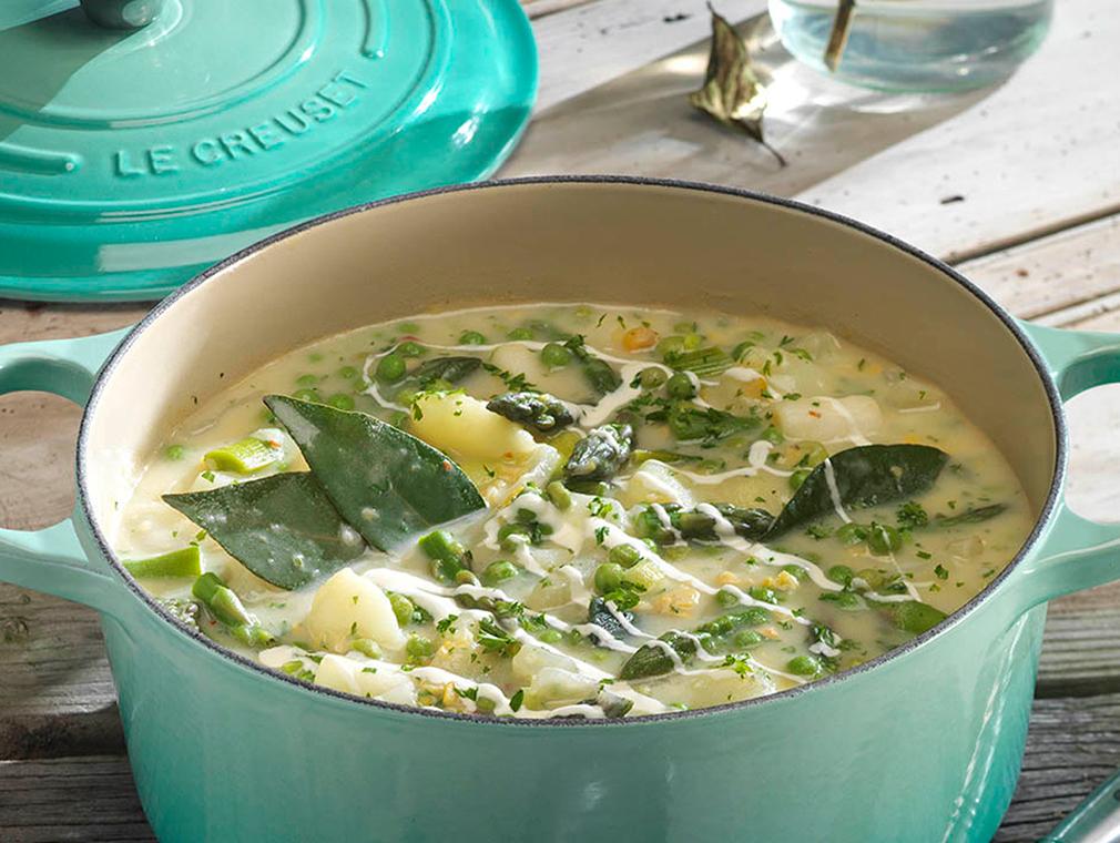 Spring Vegetable Chowder with Sour Cream & Fennel