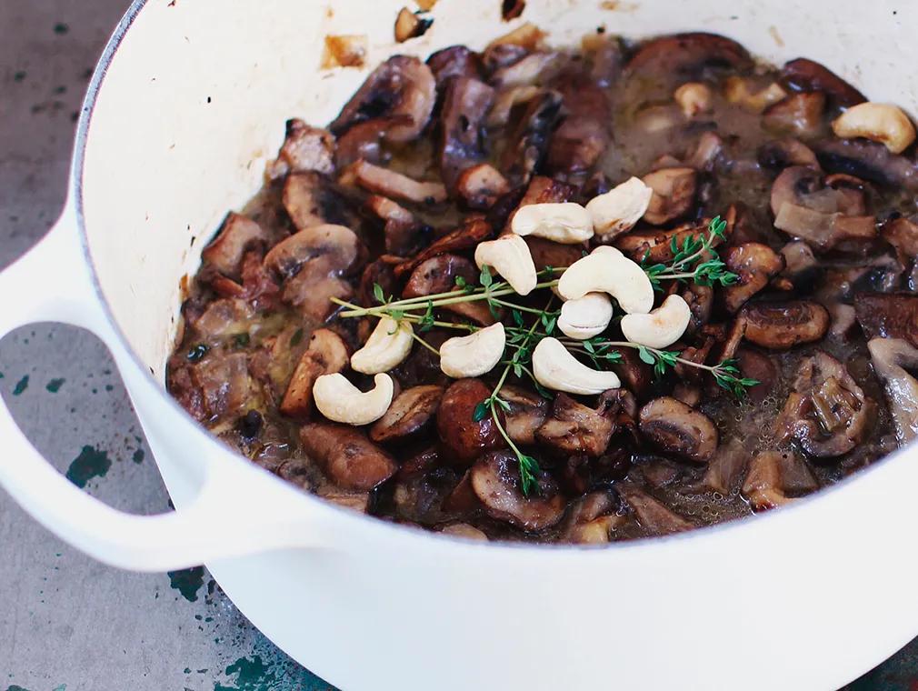 Mushroom Cashew Soup with Thyme Crumpets