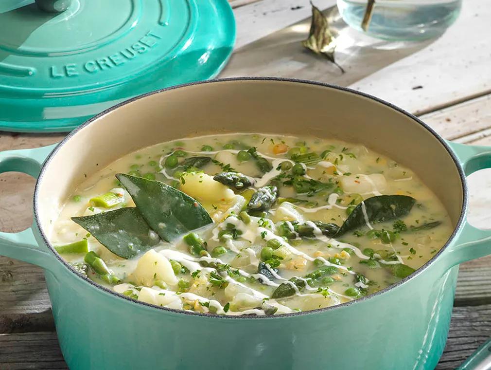Spring Vegetable Chowder with Sour Cream & Fennel