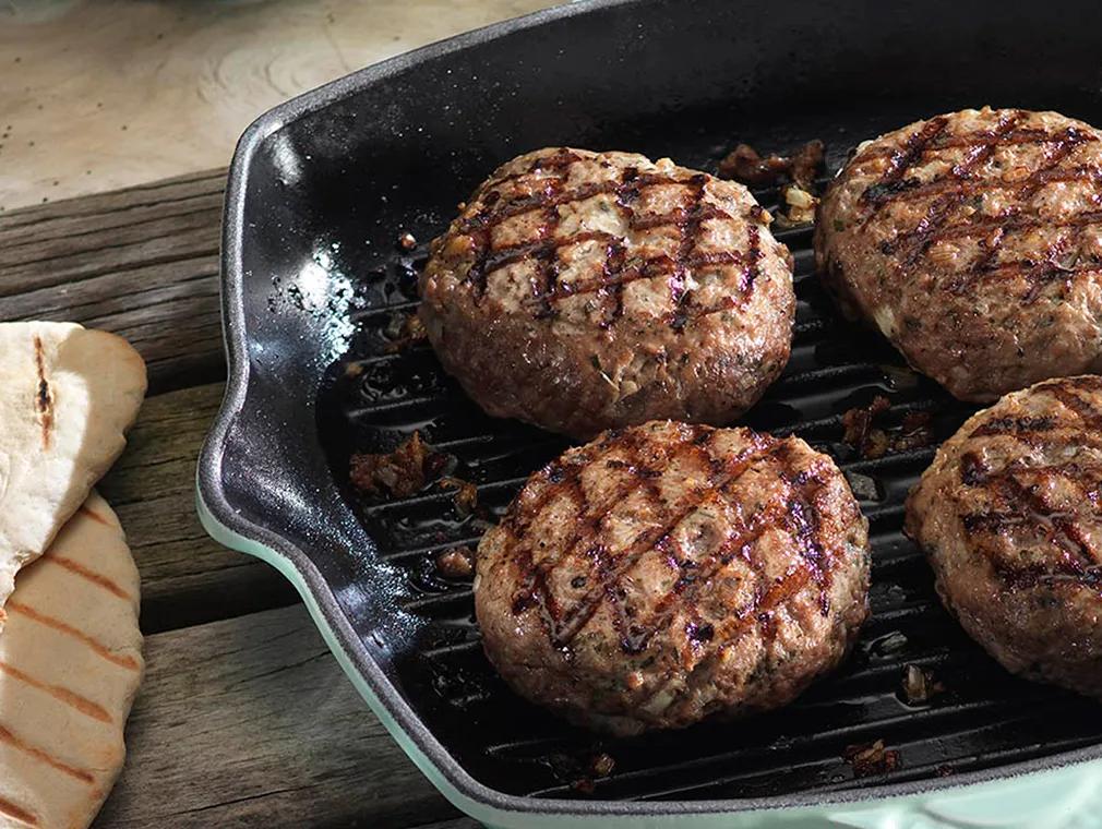 Greek Lamb Burgers with Feta, Mint and Tzatziki