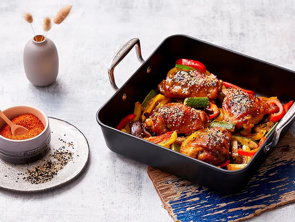 Oven Baked Miso Curry Chicken and Summer Vegetables