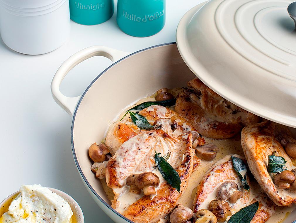Lemon & Herb Roasted Chicken with Mushroom and Cream Sauce
